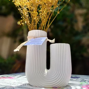 Florero Primaveral blanco en cerámica