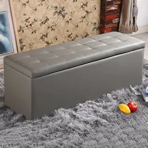 Puff Baúl 80x40 Gris Sintético