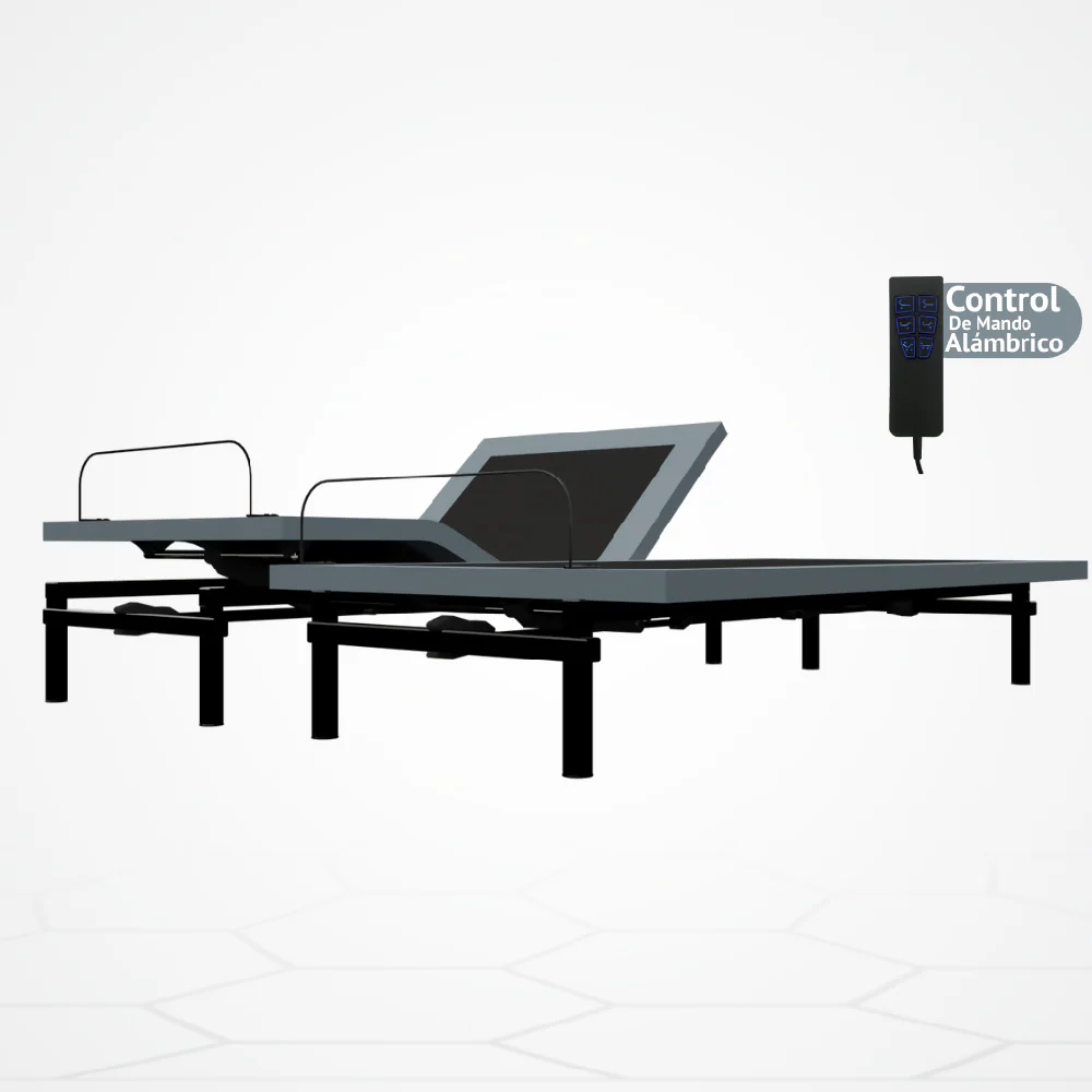 Cama Eléctrica Ajustable Easy Bed Control Alámbrico Gris Plomo /160x200/Dividida / Sin Colchon - Imagen 2