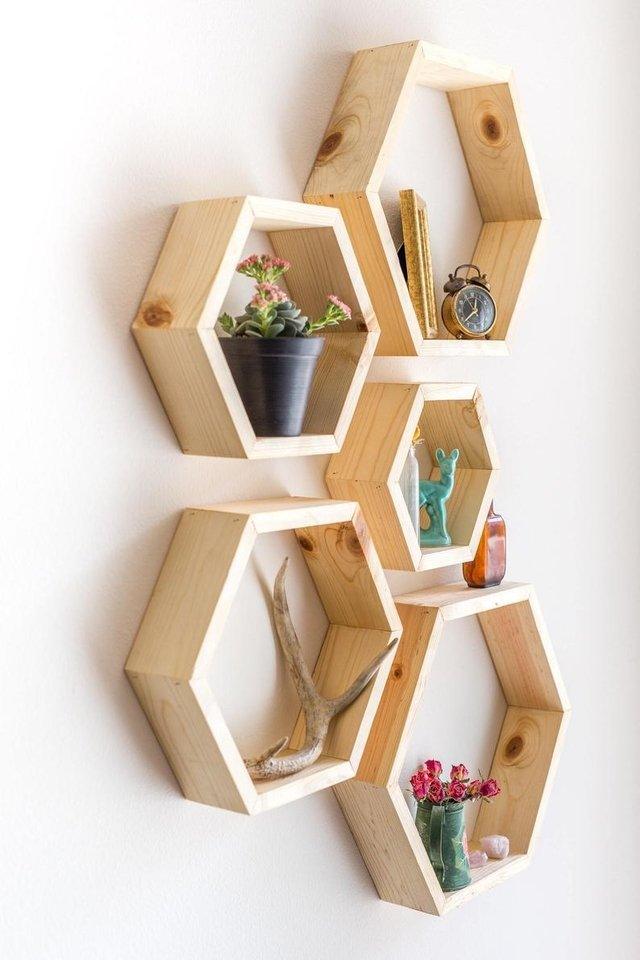 Set de 5 Repisas Hexagonales Mixtas - Imagen 2