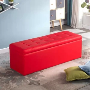 Puff Baúl 80X40 Rojo Sintético
