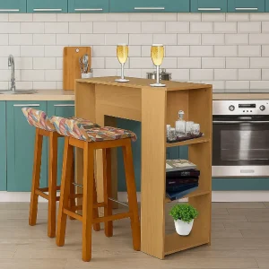 Barra de Cocina 101.5x100x40cm Madera + 2 Sillas Bar Colors