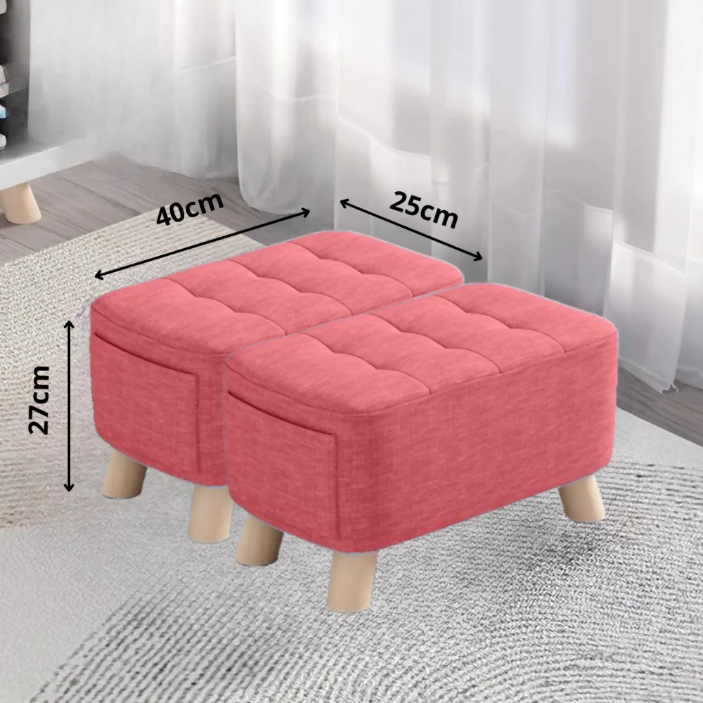 Puff Posa Pie Rectangular 40x25x27 Salmon Setx2