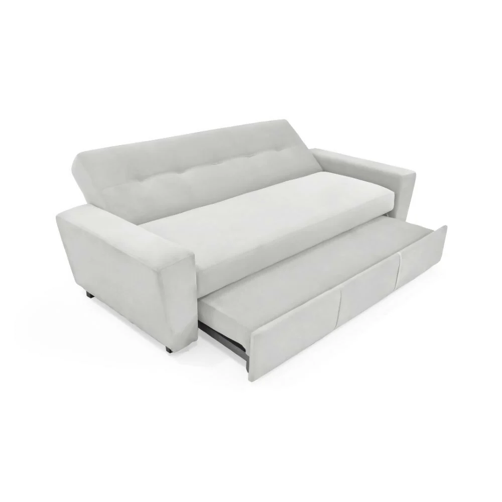 Sofa Cama Hamburgo 3 Puestos Reclinable 210x88x87 Tela Plata - Imagen 2