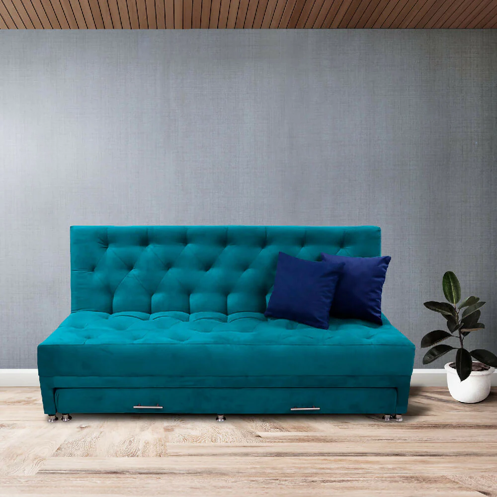 Sofa Cama Rossier Nido Tarima Turquesa Mas Cojines - Imagen 7