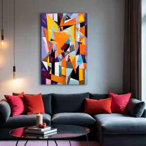 Lienzo Explosión Geométrica Arte Abstracto 93x60Cm