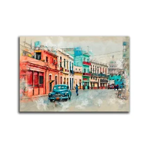 Cuadro Decorativo Calle Cuba XL 120X80 cm - Impresion en Tela
