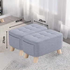 Puff Posa Pie Rectangular 40x25x27 Gris Setx2