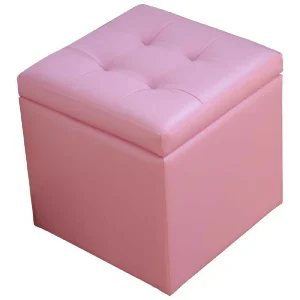 Puff Baúl 40X40 Palo Rosa Sintético