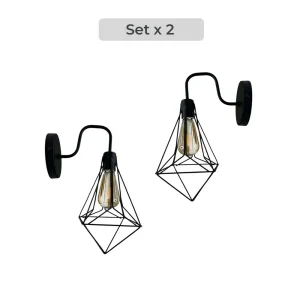 Set x2 Lámpara Rejilla Vintage Breanda Muro Mediana – Estilo Único para Espacios Modernos