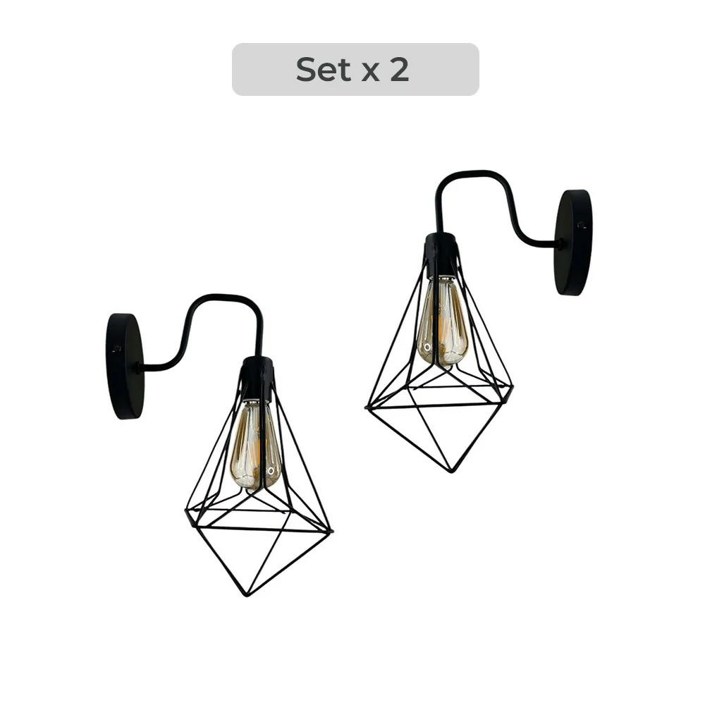 Set x2 Lámpara Rejilla Vintage Breanda Muro Mediana – Estilo Único para Espacios Modernos