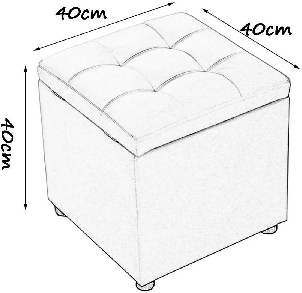 Puff Baúl 40X40 Negro Sintético - Imagen 4