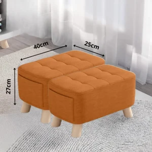 Puff Posa Pie Rectangular 40x25x27 Naranja Setx2