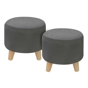 Puff Posa Pie Redondo 30x30 Setx2 Gris Tela