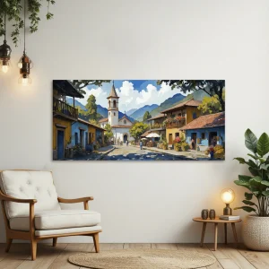 Lienzo Cuadro Decorativo Pueblito de Recuerdos 118x55Cm