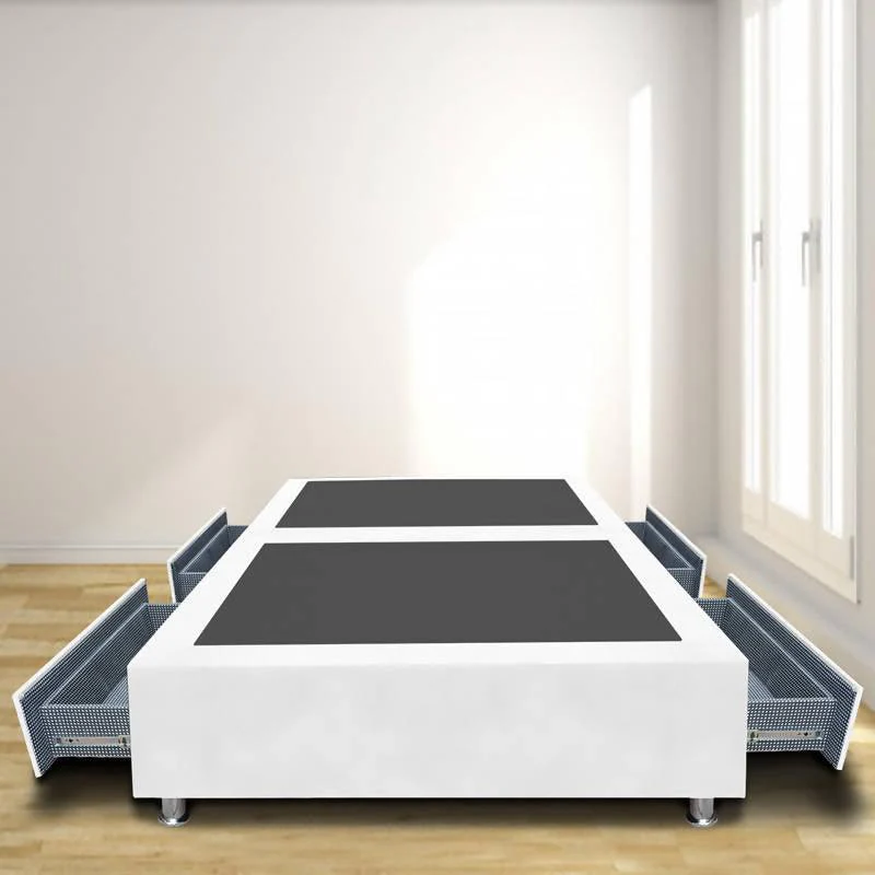 Base Dividida Con 4 Cajones Laterales 160x190 Microfibra Blanco - Imagen 3