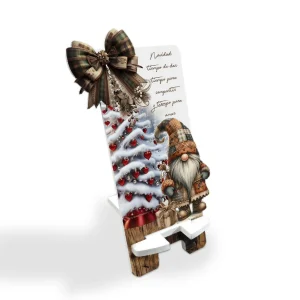 Portacelular-Navideño-Nomo (19cm x 10cm) Blanco y Madera