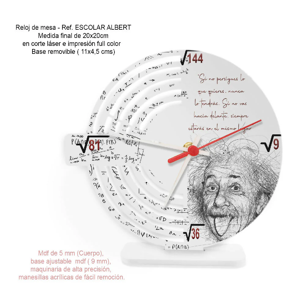 Reloj de Mesa Esco-Albert Día 21cm Blanco - Imagen 4