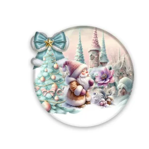 Set x 6 und Portavasos-NA-Papá Noel (10cm x 10,8cm) Color Blanco y Azul