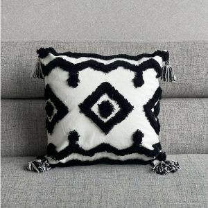Cojín Morroco Con Relleno - Negro con Blanco
