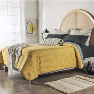 Edredón Novo Mostaza, para Cama Sencilla, Doble Faz, de 180x235 cm