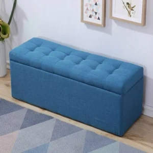 Puff Baúl 80x40 Azul Tela