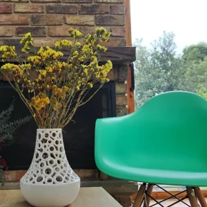 Jarrón Brisa Blanco en Cerámica Decorativo, Alto 21 cm