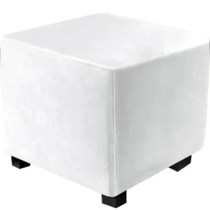 Puff Decorativo 40x40 Blanco Tela