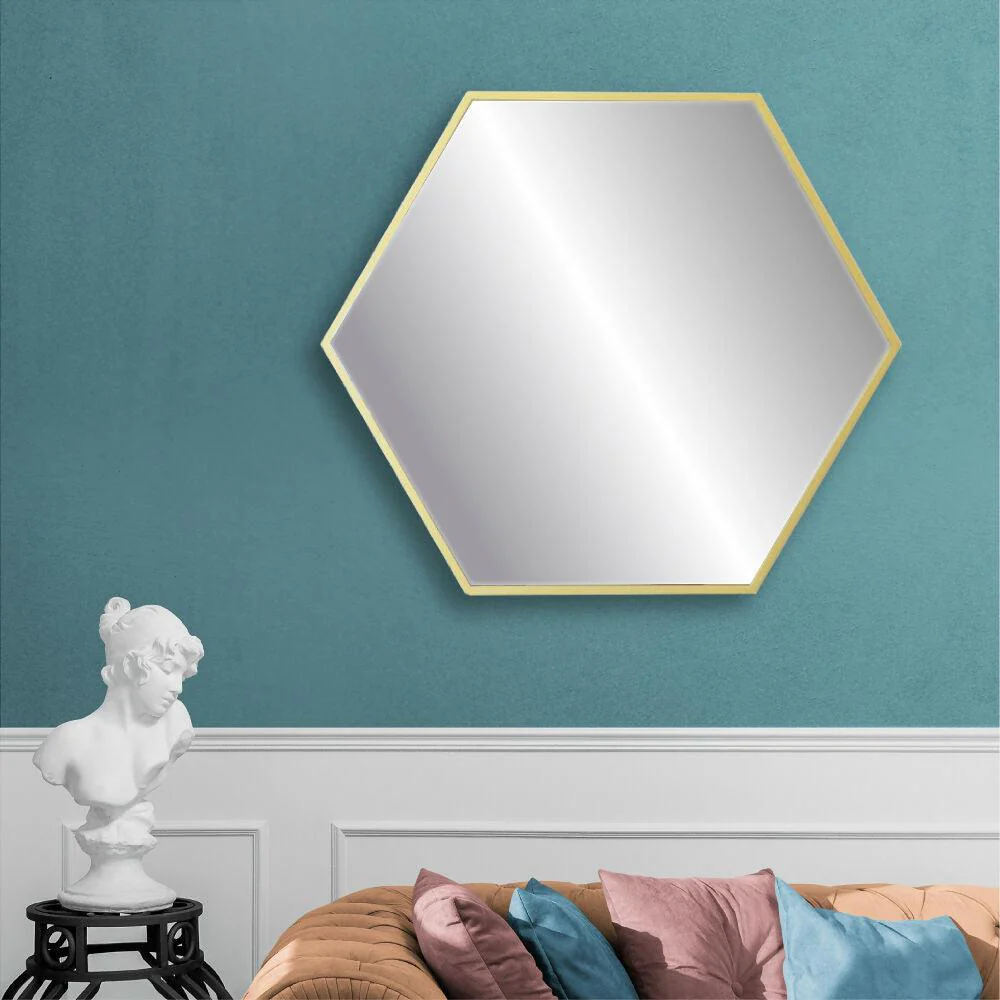 Espejo de pared - mdf - hexa dorado - Imagen 4