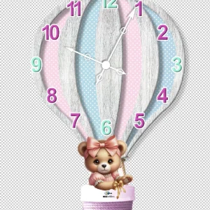 Reloj de Pared Globo KIDS-GL-01 (25,3cm x 40cm) color Rosado y Madera