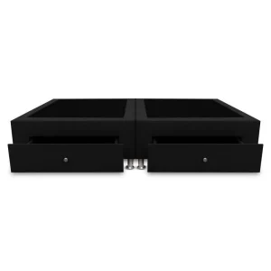 Base Dividida Con 4 Cajones Laterales 140x190 Microfibra Negro