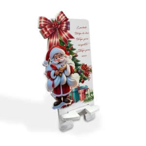 Portacelular-Navideño-Papá Noel (19cm x 10cm) Blanco y Rojo