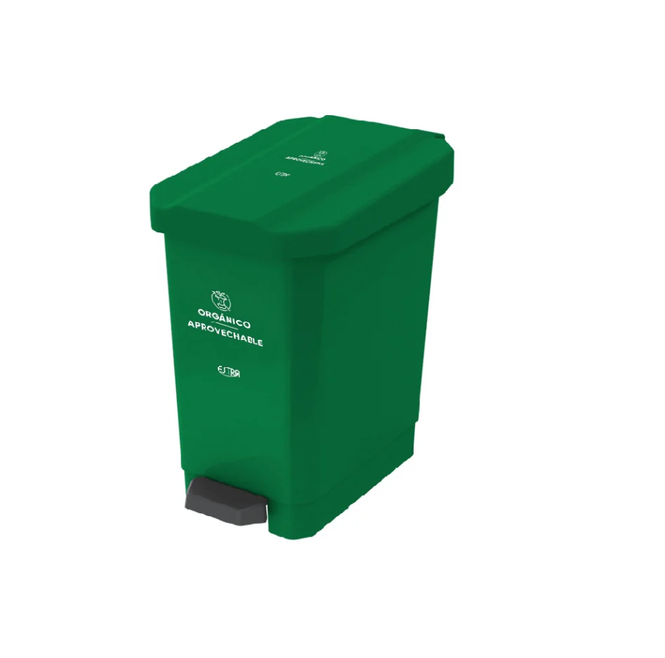 Caneca-Papelera Estrabins Pedal 5L Verde-Organico Aprovechable