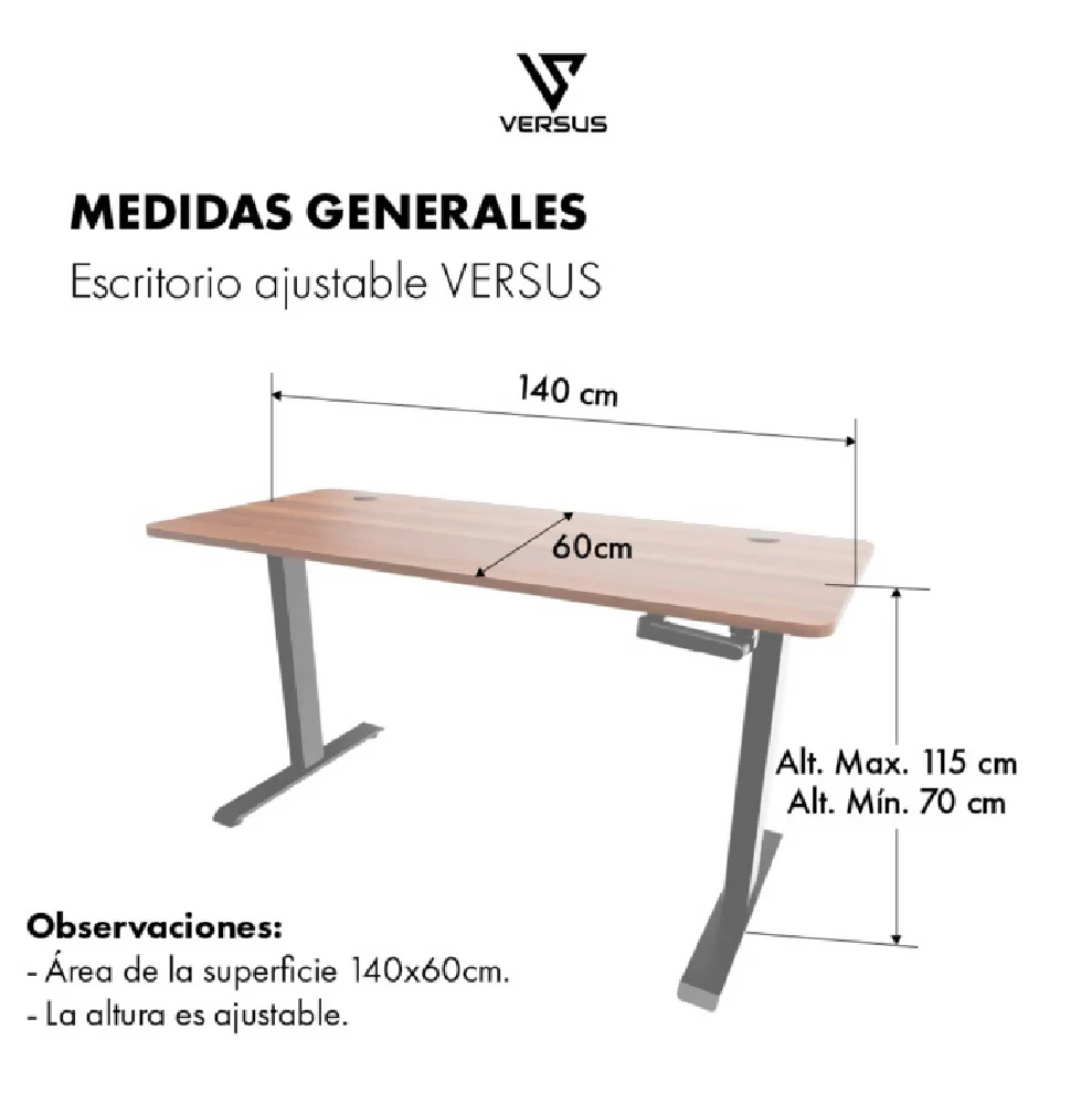 Escritorio Versus Ajustable Eléctrico Café - Imagen 4