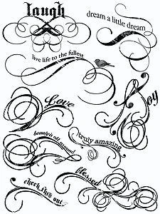Word Flourishes Clear Stamps / Sellos de Polímero de Remolinos