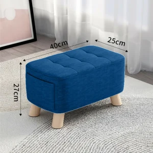 Puff Posa Pie Rectangular 40x25x27 Azul Rey