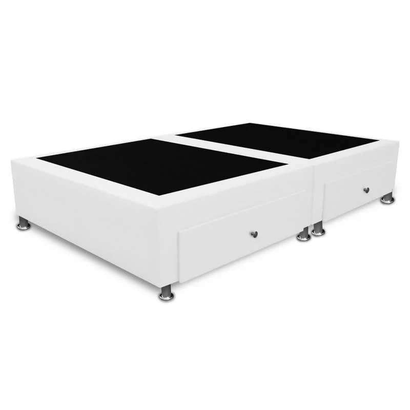 Base Dividida Con 4 Cajones Laterales 160x190 Microfibra Blanco - Imagen 2