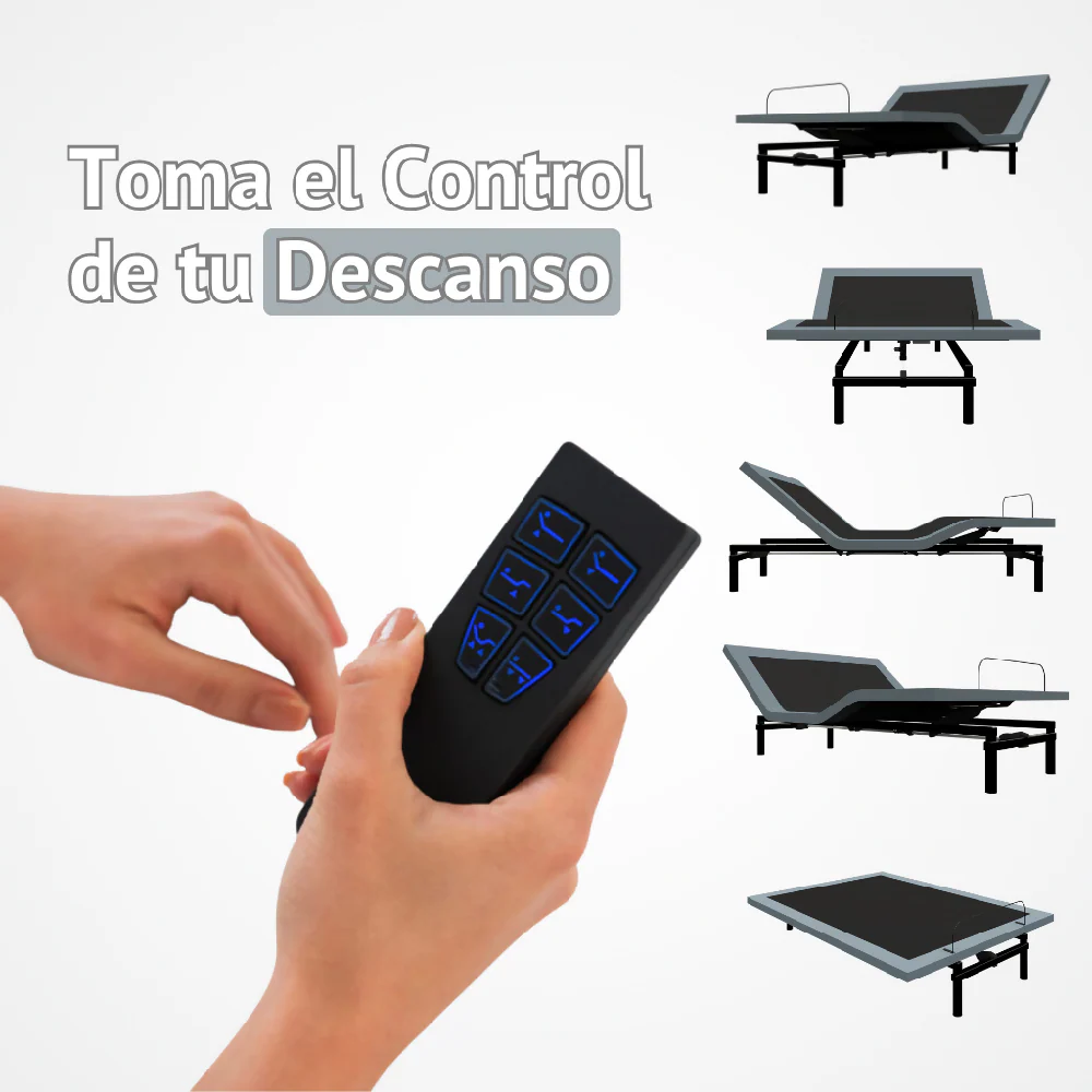 Cama Eléctrica Ajustable Easy Bed Control Alámbrico Gris Plomo /160x200/Dividida / Sin Colchon - Imagen 7