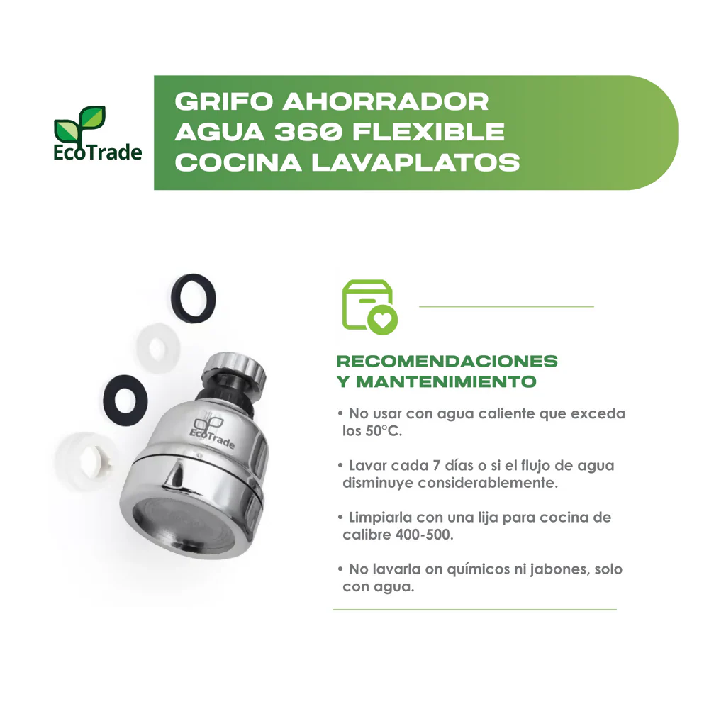 Grifo Ahorrador Agua 360 Flexible Cocina Lavaplatos - Imagen 3
